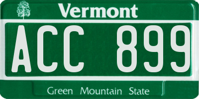 VT license plate ACC899