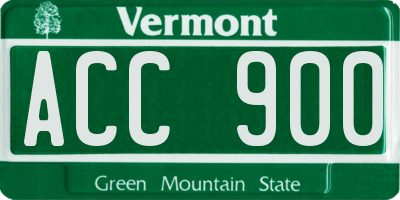 VT license plate ACC900