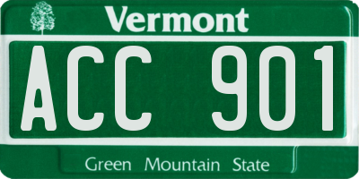 VT license plate ACC901