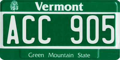 VT license plate ACC905