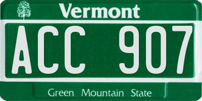 VT license plate ACC907