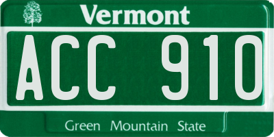 VT license plate ACC910