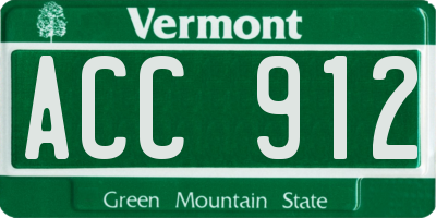 VT license plate ACC912