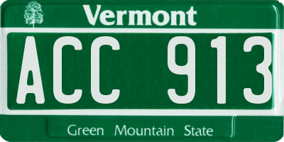 VT license plate ACC913