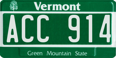 VT license plate ACC914