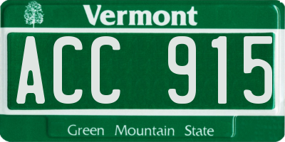 VT license plate ACC915