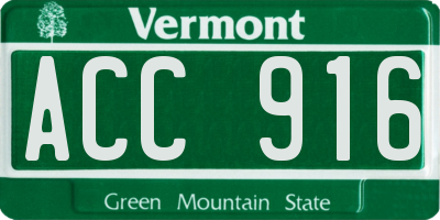 VT license plate ACC916