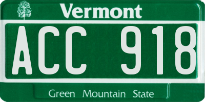 VT license plate ACC918