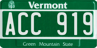 VT license plate ACC919