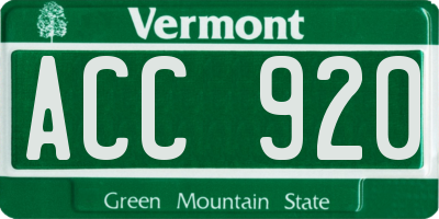 VT license plate ACC920