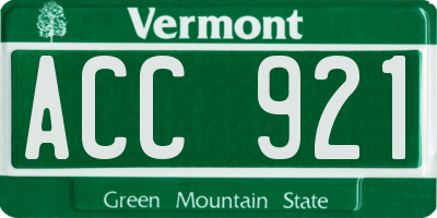 VT license plate ACC921