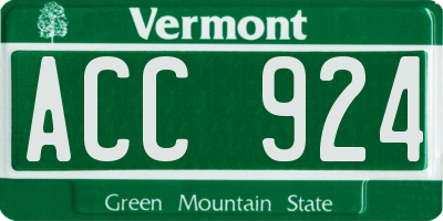 VT license plate ACC924