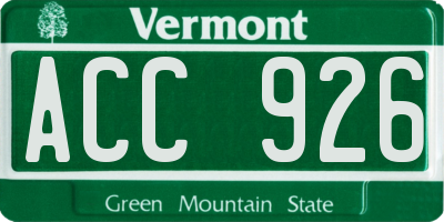 VT license plate ACC926