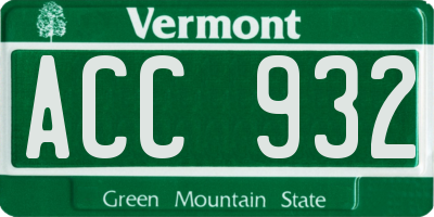 VT license plate ACC932