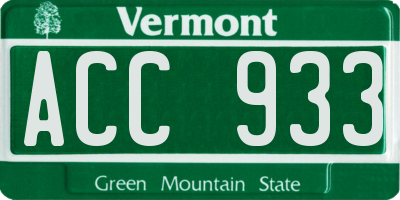 VT license plate ACC933