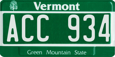 VT license plate ACC934