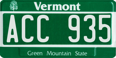 VT license plate ACC935