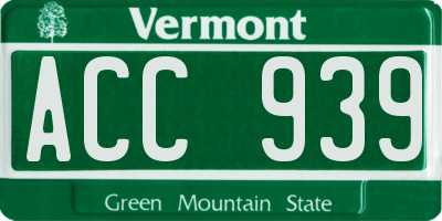 VT license plate ACC939