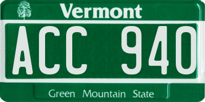 VT license plate ACC940