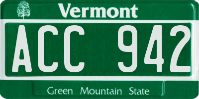 VT license plate ACC942