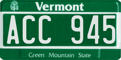 VT license plate ACC945