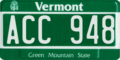 VT license plate ACC948