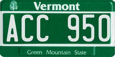 VT license plate ACC950