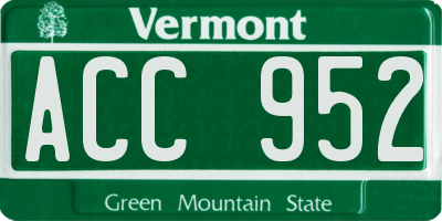 VT license plate ACC952