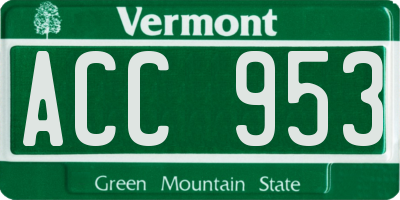 VT license plate ACC953