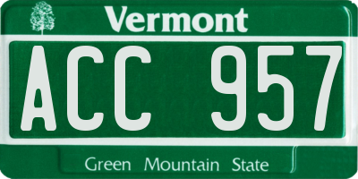 VT license plate ACC957