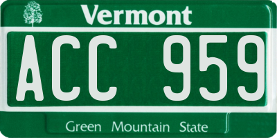 VT license plate ACC959