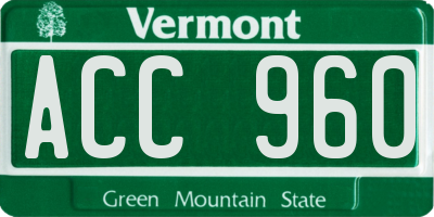 VT license plate ACC960