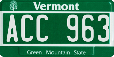 VT license plate ACC963