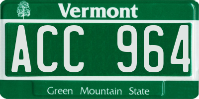 VT license plate ACC964