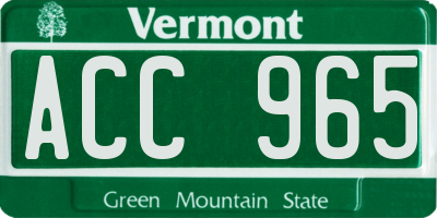 VT license plate ACC965