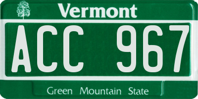 VT license plate ACC967