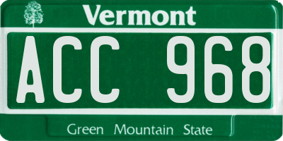 VT license plate ACC968