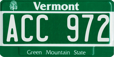 VT license plate ACC972