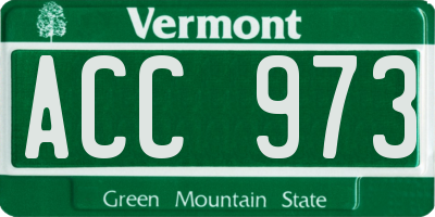 VT license plate ACC973