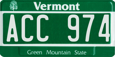 VT license plate ACC974