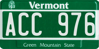 VT license plate ACC976