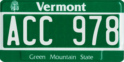 VT license plate ACC978