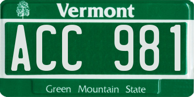 VT license plate ACC981