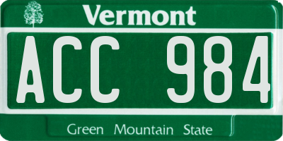 VT license plate ACC984