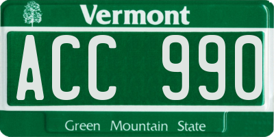 VT license plate ACC990