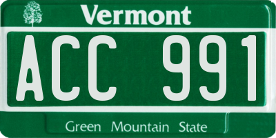 VT license plate ACC991