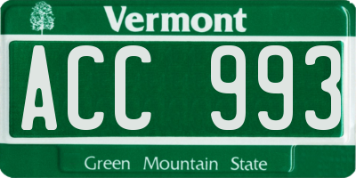 VT license plate ACC993