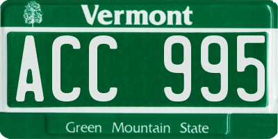 VT license plate ACC995