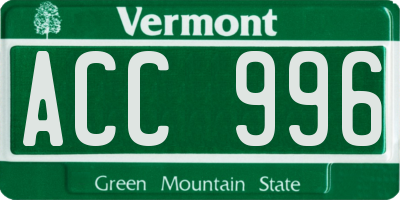 VT license plate ACC996