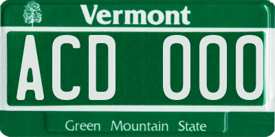 VT license plate ACD000